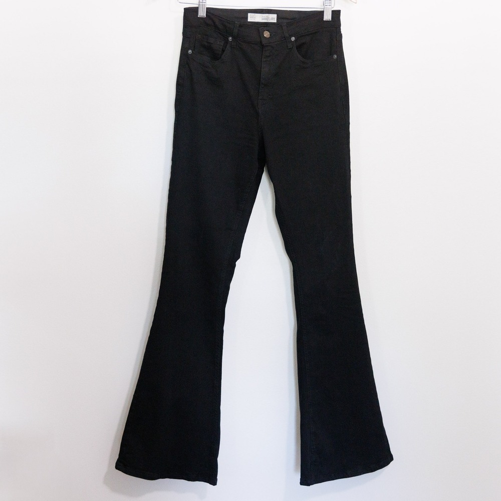 Topshop Moto Jamie Flare Jeans Black High Rise Stretch Denim W30 L32 02F05PBLK